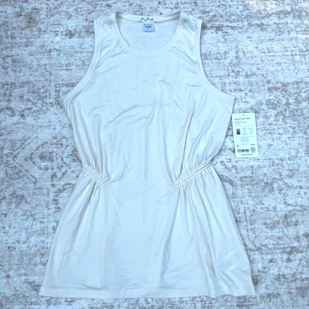 Athleta Air Out Cinch Tank Womens Large Cream NWT Activewear Sleeveless Top
